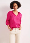 Street One Linen with Ruffle Detail Tunic Blouse, Magenta Pink