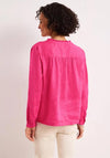 Street One Linen with Ruffle Detail Tunic Blouse, Magenta Pink
