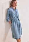 Street One Denim Look Button Front Midi Dress, Blue