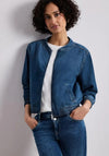 Street One Pure Cotton Zip Front Denim Jacket, Blue