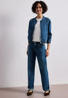 Street One Pure Cotton Zip Front Denim Jacket, Blue