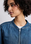 Street One Pure Cotton Zip Front Denim Jacket, Blue