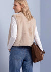 Street One Faux Fur Sleeveless Jacket, Light Beige
