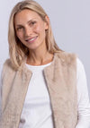 Street One Faux Fur Sleeveless Jacket, Light Beige