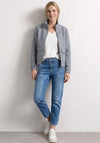 Street One Checked with Funnel Neckline Jacket, Navy