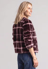 Street One Faux Fur with Check Pattern Jacket, Wine