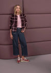 Street One Faux Fur with Check Pattern Jacket, Wine