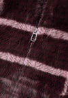 Street One Faux Fur with Check Pattern Jacket, Wine