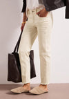 Street One Raw Hem Straight Leg Jeans, Cream