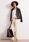 Street One Raw Hem Straight Leg Jeans, Cream