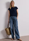 Street One Button Detail Wide Leg Jeans, Blue