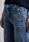 Street One Button Detail Wide Leg Jeans, Blue