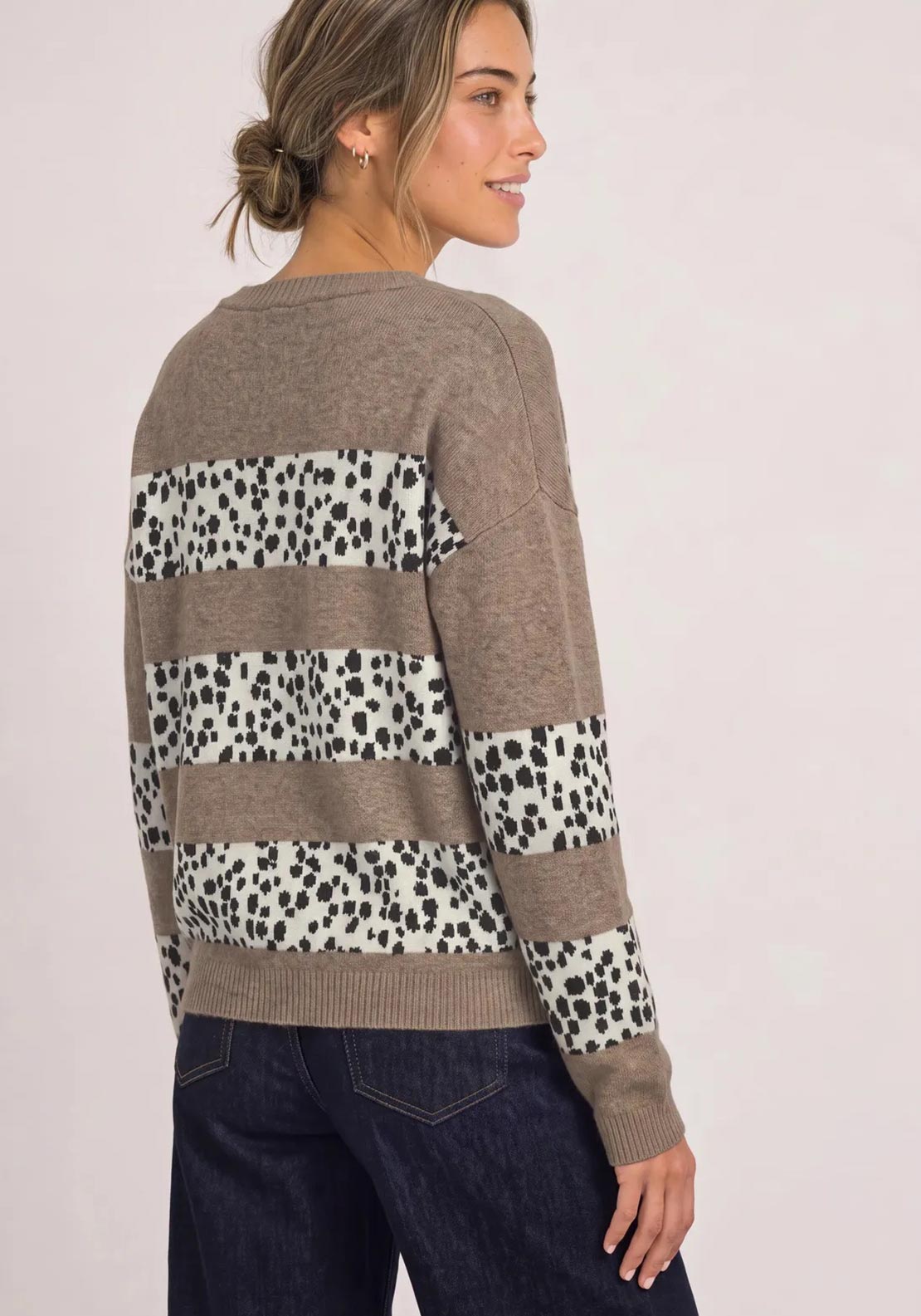 Street One Cotton-blend Animal Print Detail Jumper, Brown Multi