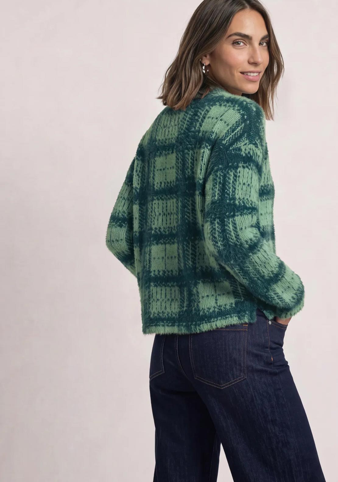 Street One Textured Check Print Jumper, Green