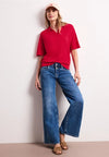 Street One V-Neck Polo Shirt, Red