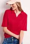 Street One V-Neck Polo Shirt, Red