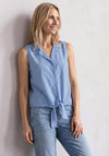 Street One Sleeveless Striped Blouse, Blue and White