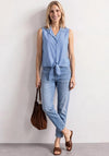 Street One Sleeveless Striped Blouse, Blue and White