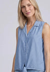 Street One Sleeveless Striped Blouse, Blue and White
