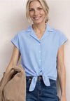 Street One Striped with Tie Detail Blouse, Blue and White