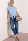 Street One Striped with Tie Detail Blouse, Blue and White