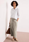 Street One Cropped Linen Wide Leg Trousers, Light Beige
