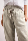 Street One Cropped Linen Wide Leg Trousers, Light Beige
