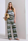 Street One Geometric Print Wide Leg Trousers, Green Multi