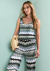 Street One Geometric Print Wide Leg Trousers, Green Multi