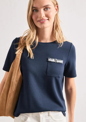 Street One Chest Pocket Detail T-Shirt, Navy