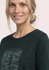 Street One Round Neck Leaf Print T-Shirt, Dark Green