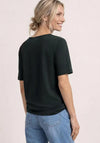 Street One Round Neck Leaf Print T-Shirt, Dark Green
