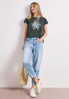 Street One Floral Print with Rhinestone Detail T-Shirt, Green