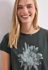 Street One Floral Print with Rhinestone Detail T-Shirt, Green