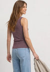 Street One Striped V-Neck Vest, Wine and White