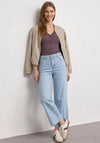 Street One Striped V-Neck Vest, Wine and White