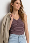 Street One Striped V-Neck Vest, Wine and White