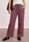 Street One Straight Leg Linen Trousers, Purple