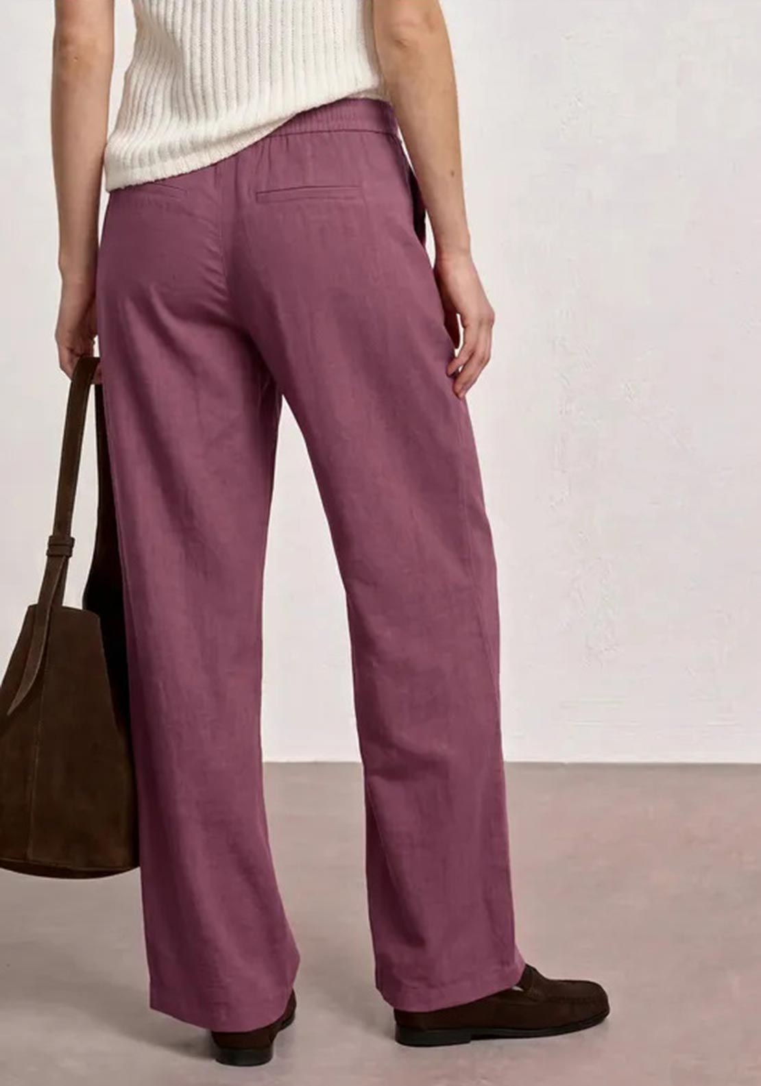 Street One Straight Leg Linen Trousers, Purple