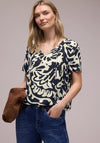 Street One Geometric with Keyhole Detail Blouse, Navy