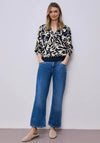 Street One Geometric with Keyhole Detail Blouse, Navy