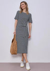 Street One Striped with Belt Detail Midi Dress, Navy