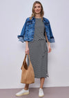 Street One Striped with Belt Detail Midi Dress, Navy