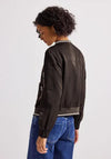 Street One Satin Round Neck Zip Pocket Bomber Jacket, Brown