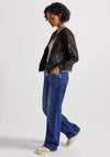 Street One Satin Round Neck Zip Pocket Bomber Jacket, Brown
