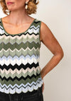 Street One Geometric Zig Zag Top, Green Multi