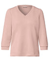 Street One V-Neck Silk Look Long Sleeve Tee, Pink