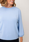 Street One Round Neck Cuffed Sleeve Top, Blue