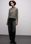 Street One High Neck Leopard Print Top, Brown