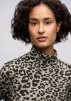 Street One High Neck Leopard Print Top, Brown
